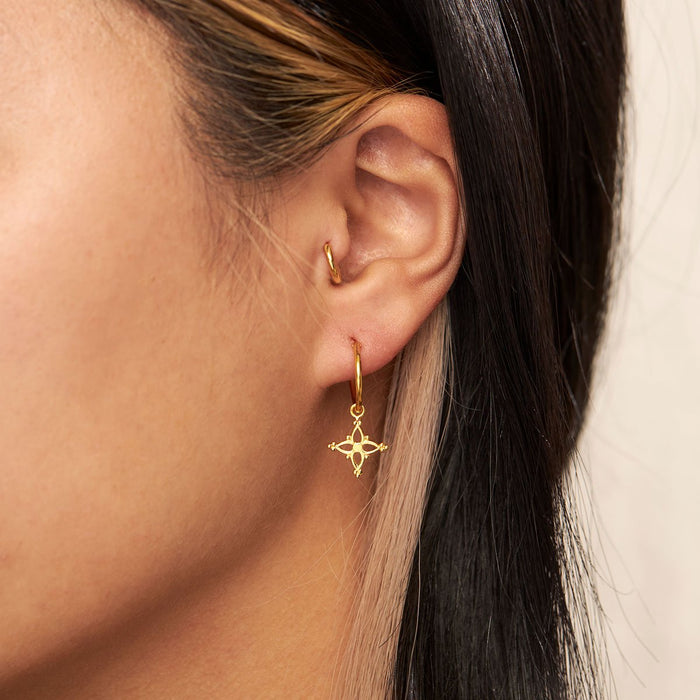 Moroccan Star Hoops Gold Earrings