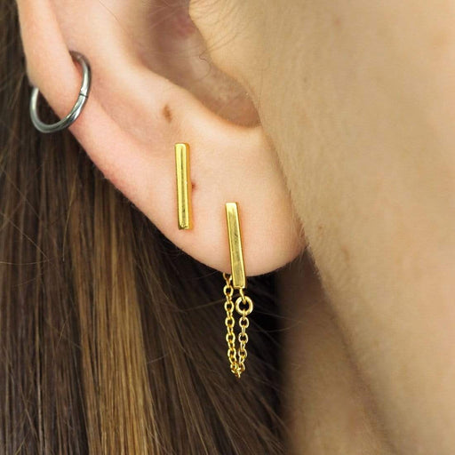 GOLD BAR AND CHAIN STUDS - RETREALM