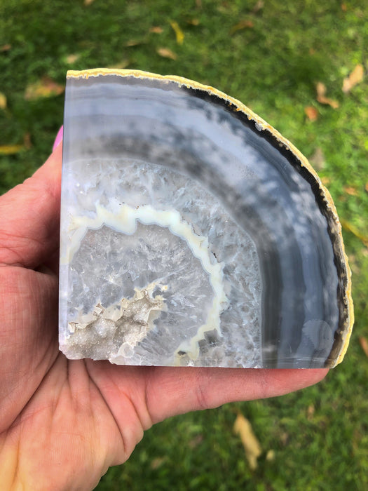 WHITE / BLUE AGATE BOOKENDS (Approx 1kg)