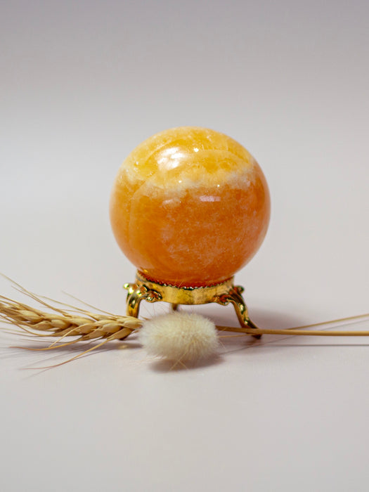 MINI NATURAL ORANGE CALCITE POLISHED SPHERE (Approx 191g) | CRYSTALS FOR HAPPINESS