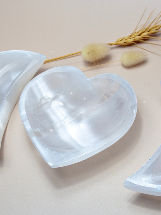 SELENITE HEART BOWL | CLEANSE AND CHARGE YOUR CRYSTALS (Approx 217g)